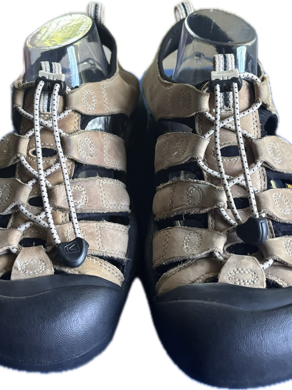 Keen Men's Tan and Black Leather Closed-Toe Outdoor Sandals